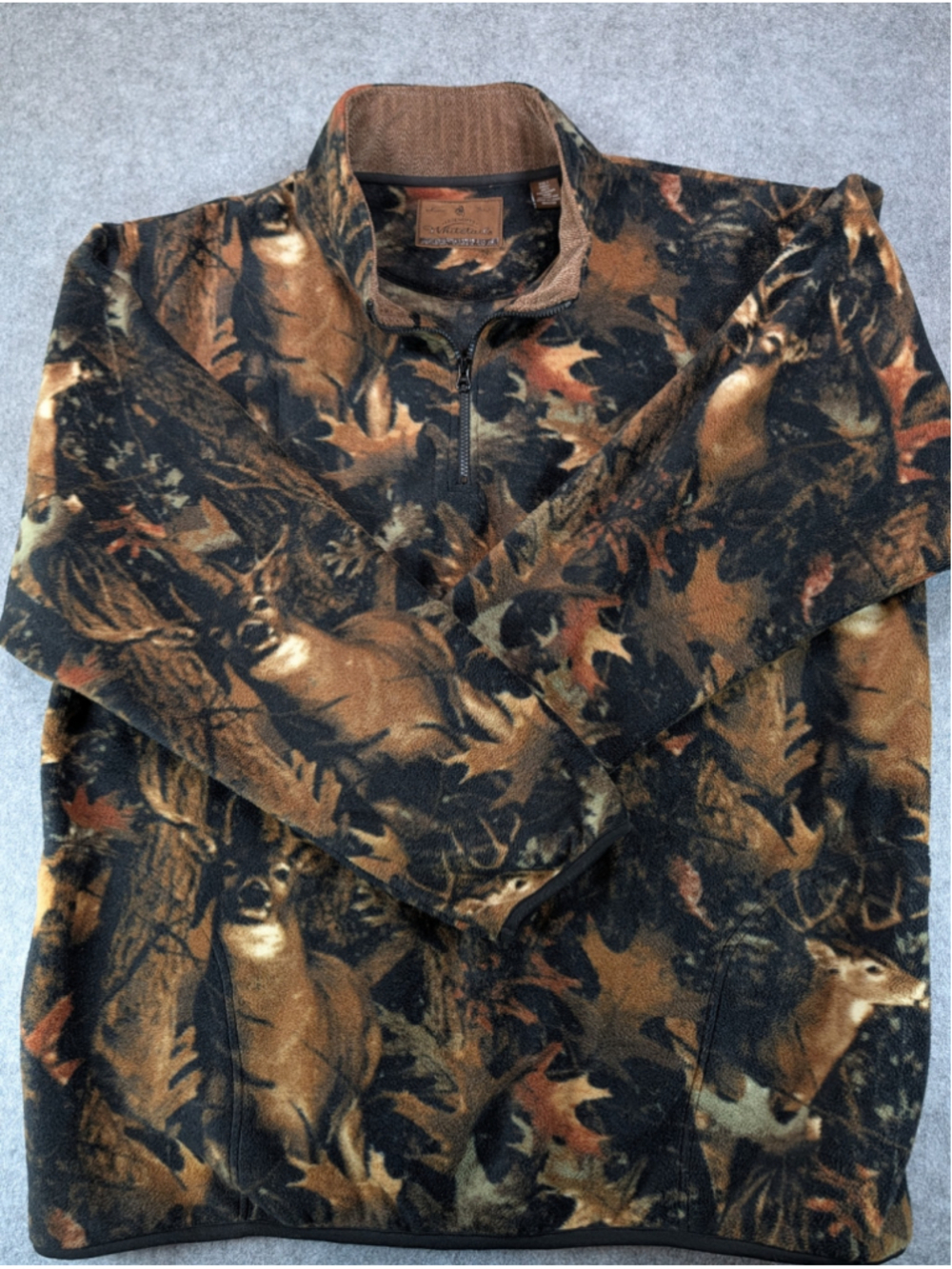 Legendary Whitetails Mens 2XLT Original Deer Gear Camo 1/4 Zip Fleece Pullover